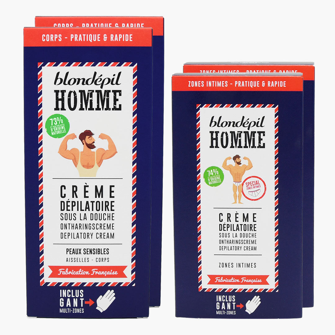 Lot 4 Crèmes Dépilatoires Corps Aisselles + Zone Intime
