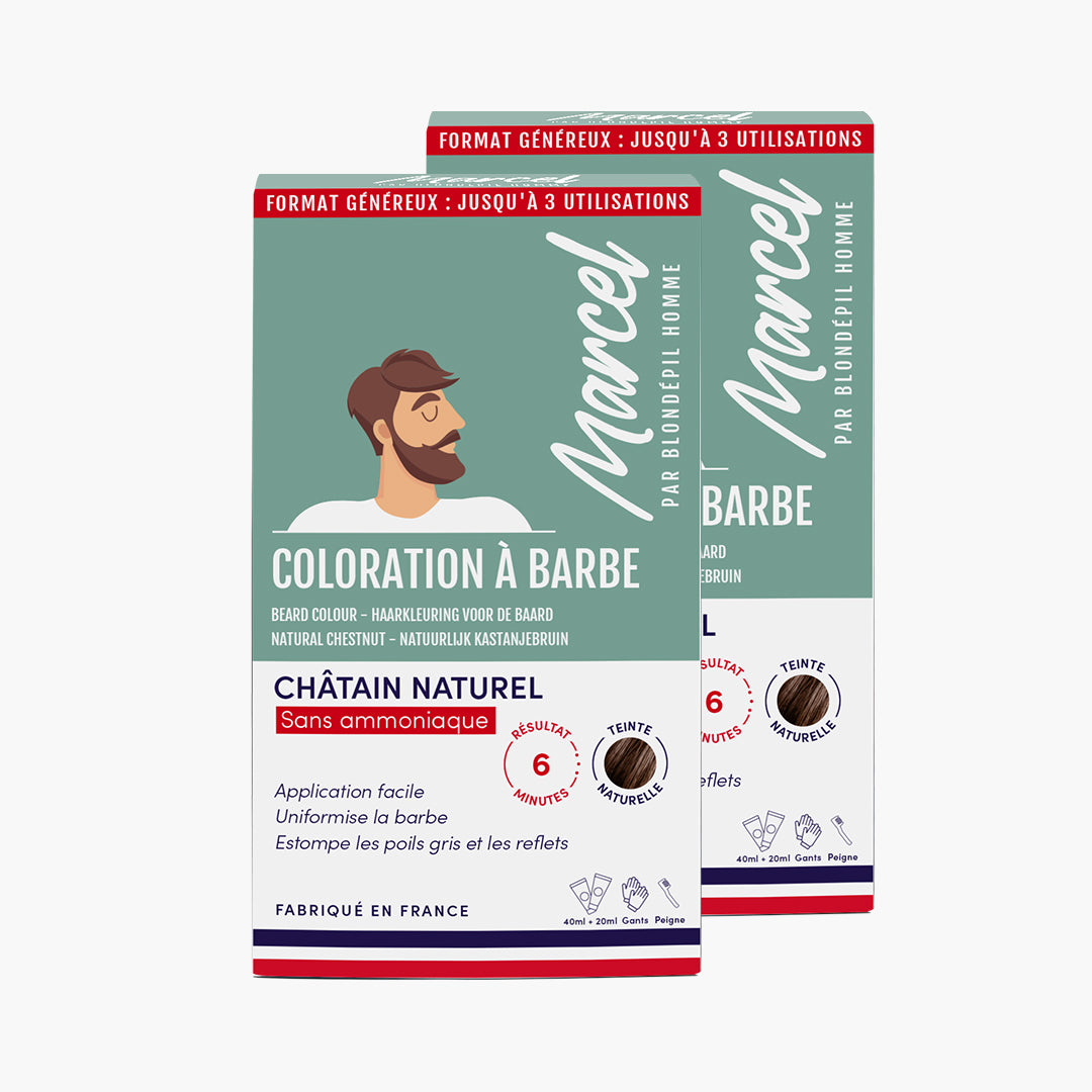 Lot 2 colorations à barbe Châtain Naturel